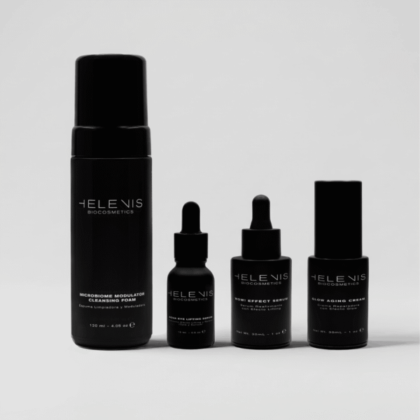 Wow serum + glow aging cream + eye serum + microbiome modulator foam (2) WOW! EFFECT veido serumas, 30ml + atkuriamasis veido kremas, 30ml + stangrinamasis paakių serumas, 15ml + microbiome modulator valomosios veido putos, 120ml